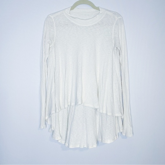 Free People - Off White High Low Ribbed Long Sleeve Top - Picture 1 of 4